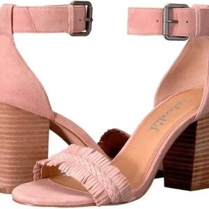 Splendid Pink Fringe wood block heels Size 9